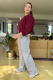 Made in Italy Beluga Soft Crop Bomber Jacket Burgundy